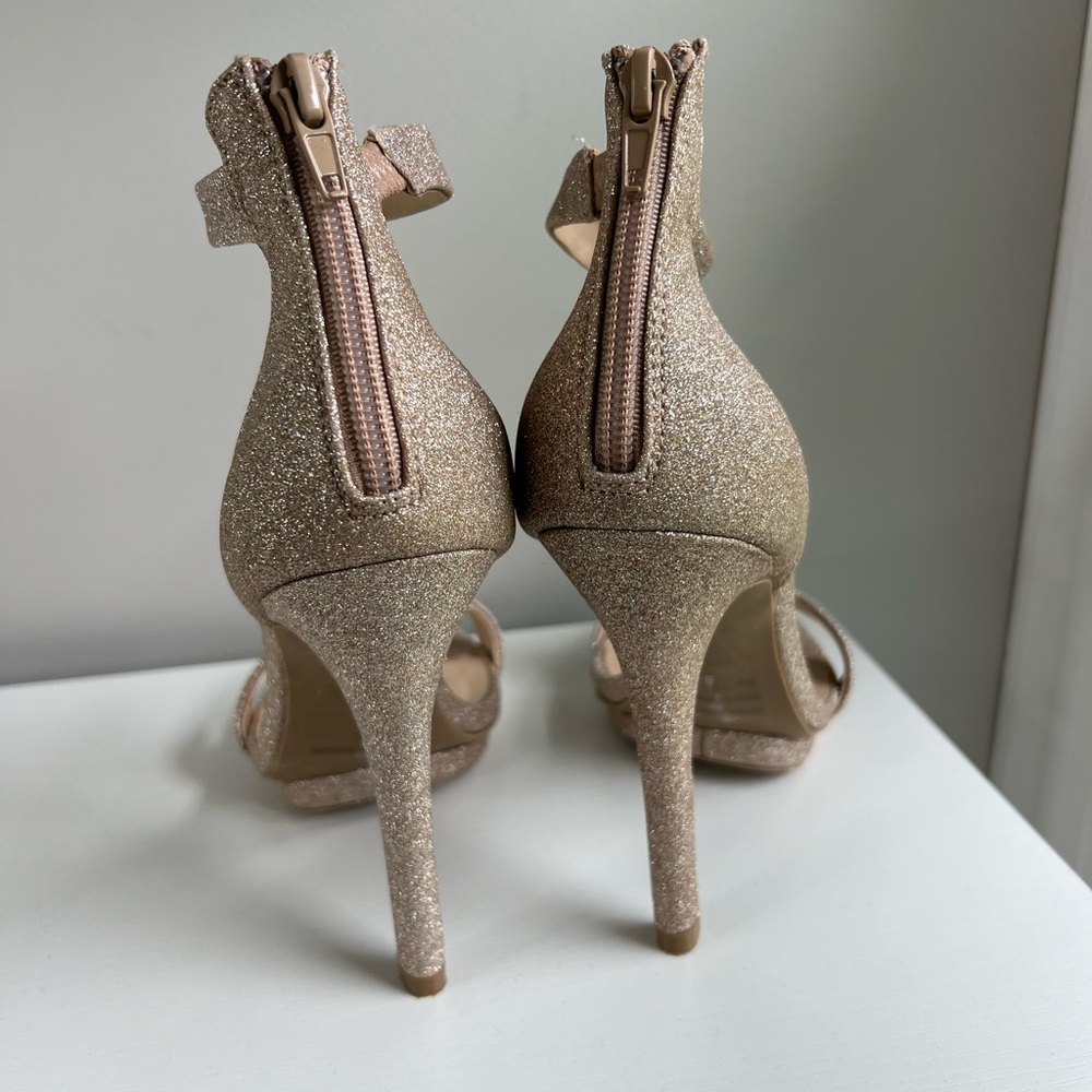 Windsor champagne gold glitter special occasion/prom/homecoming/wedding heels - Picture 10 of 14